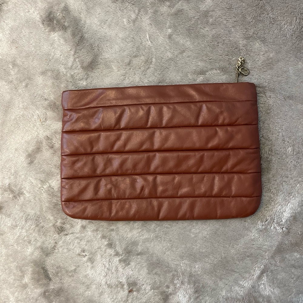 Brown Quilted Clutch